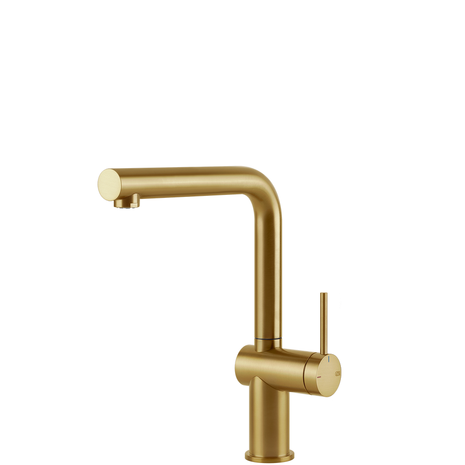 Gessi Inedito Right Angle Swivel Mixer in Brushed Gold