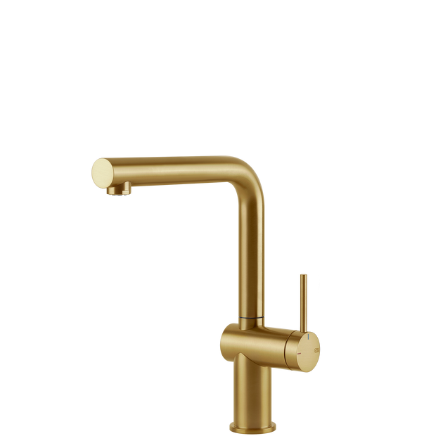 Gessi Inedito Right Angle Swivel Mixer in Brushed Gold
