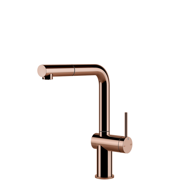 Gessi Inedito Right Angle Pull Out Mixer in Bright Copper