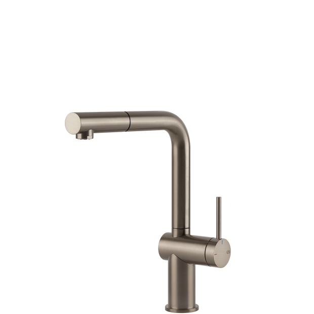 Gessi Inedito Right Angle Pull Out Mixer in Brushed Nickel