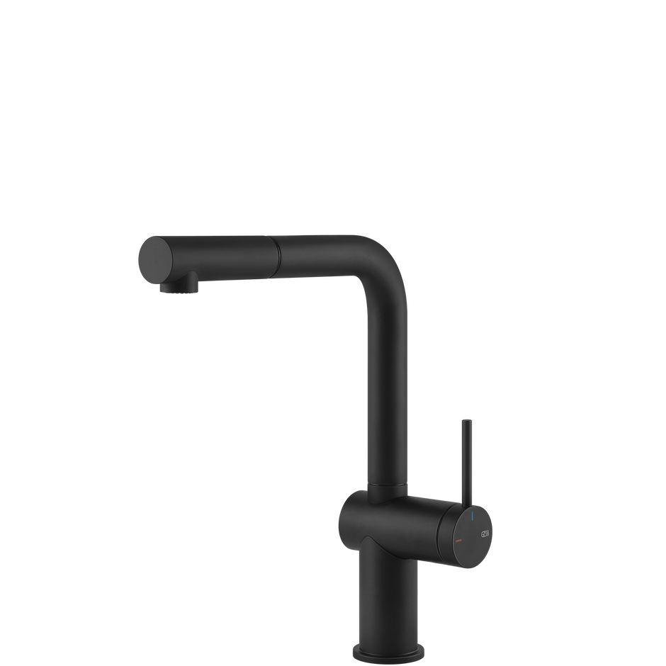 Gessi Inedito Right Angle Pull Out Mixer in Matte Black