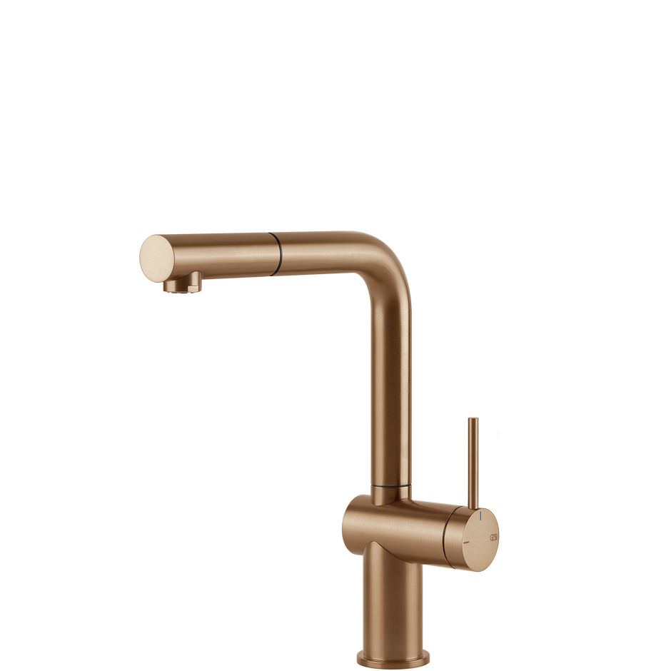 Gessi Inedito Right Angle Pull Out Mixer in Warm Bronze