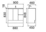 Zenmo Nutro Lux Floor Standing Vanity 900mm line drawing