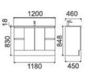 Zenmo Nutro Lux Floor Standing Vanity 1200mm line drawing