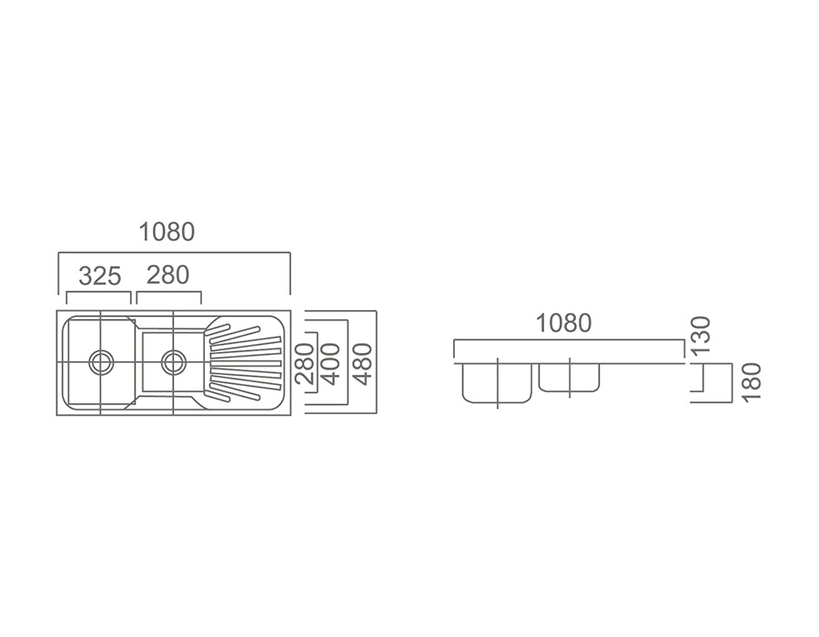 Zenmo Dante 1 and 1/2 Sink with Tap Hole and Drainer