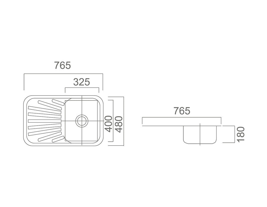 Zenmo Dante Single Bowl Sink with Tap Hole and Drainer