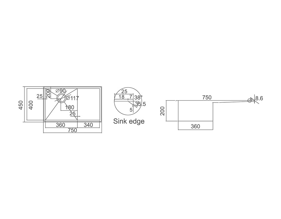 Zenmo Impact Single Bowl Sink with Drainer