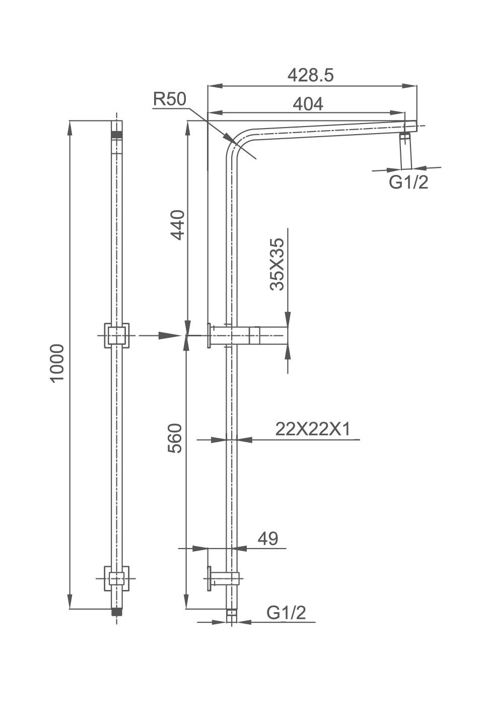 Zenmo Qubi Black Square Multifunction Shower Rail