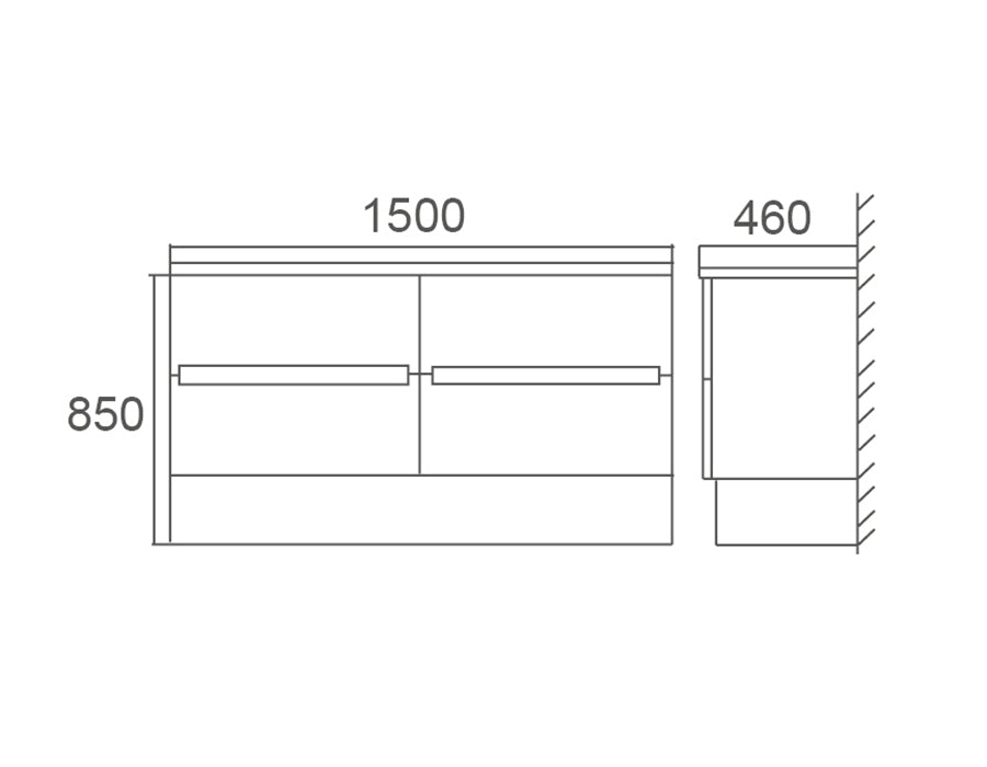 White Vanity BELLA 1500 Wall Hung