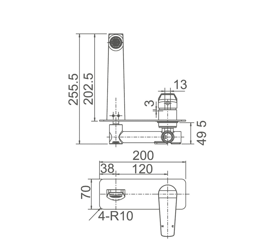 Zenmo Exon Wall Basin and Bath Set Mixer