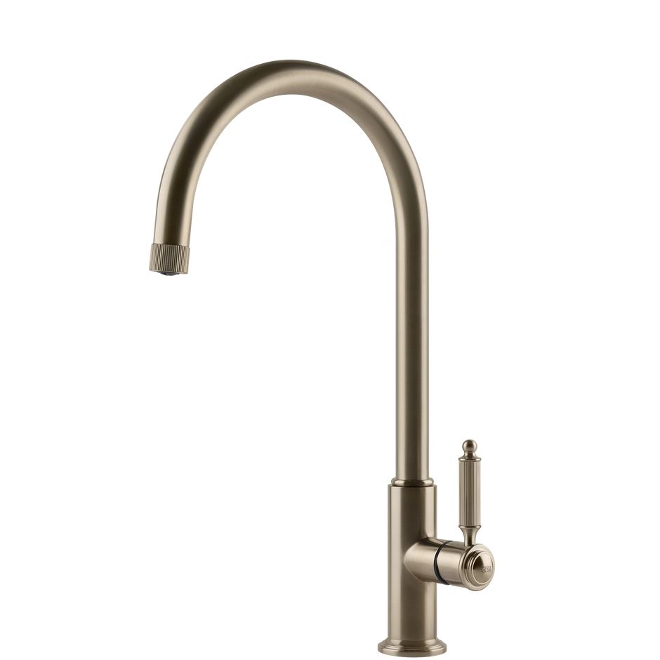 Gessi Venti20 Goose Neck Swivel Mixer in Brushed Nickel