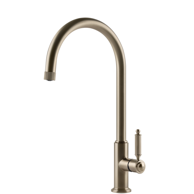 Gessi Venti20 Goose Neck Swivel Mixer in Brushed Nickel