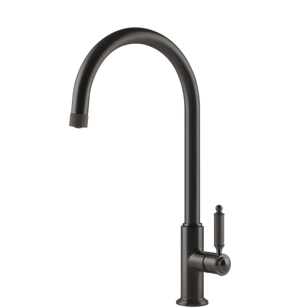 Gessi Venti20 Goose Neck Swivel Mixer in Brushed Black