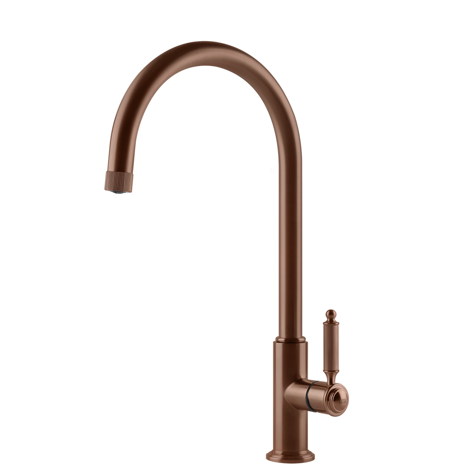 Gessi Venti20 Goose Neck Swivel Mixer in Brushed Copper