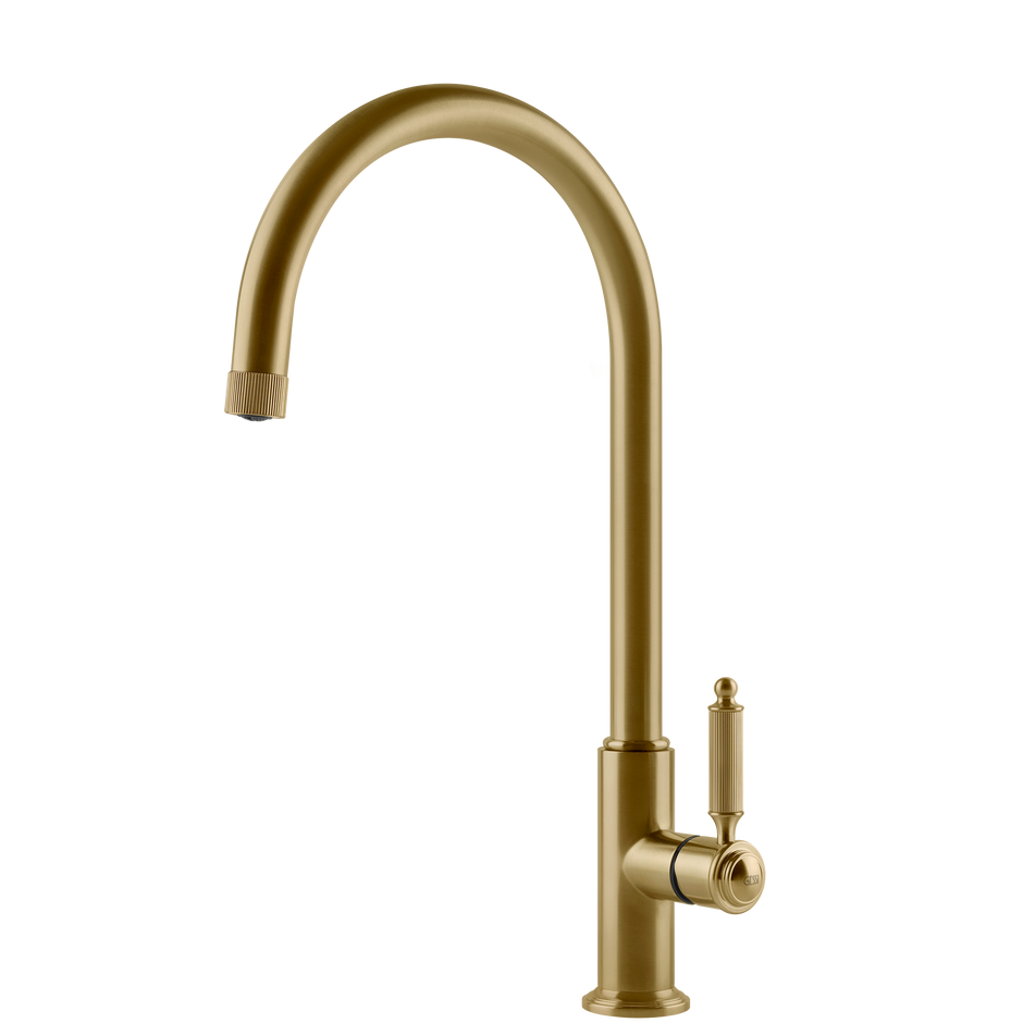 Gessi Venti20 Goose Neck Swivel Mixer in Brushed Gold