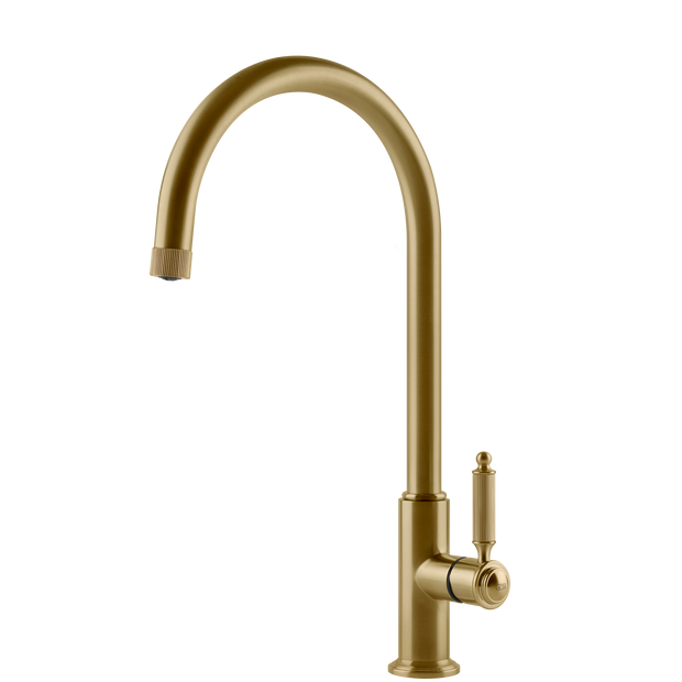 Gessi Venti20 Goose Neck Swivel Mixer in Brushed Gold