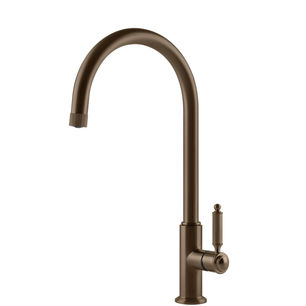 Gessi Venti20 Goose Neck Swivel Mixer in Coffee Bronze