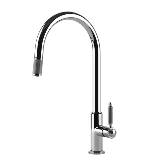 Gessi Venti20 Goose Neck Pull Out Mixer in Chrome