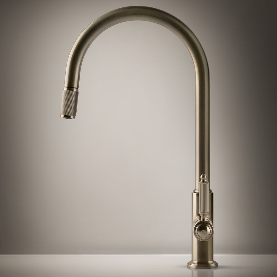 Gessi Venti20 Goose Neck Pull Out Mixer in a styled room