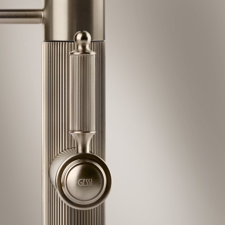 Gessi Venti20 Goose Neck Pull Out Mixer in a styled room
