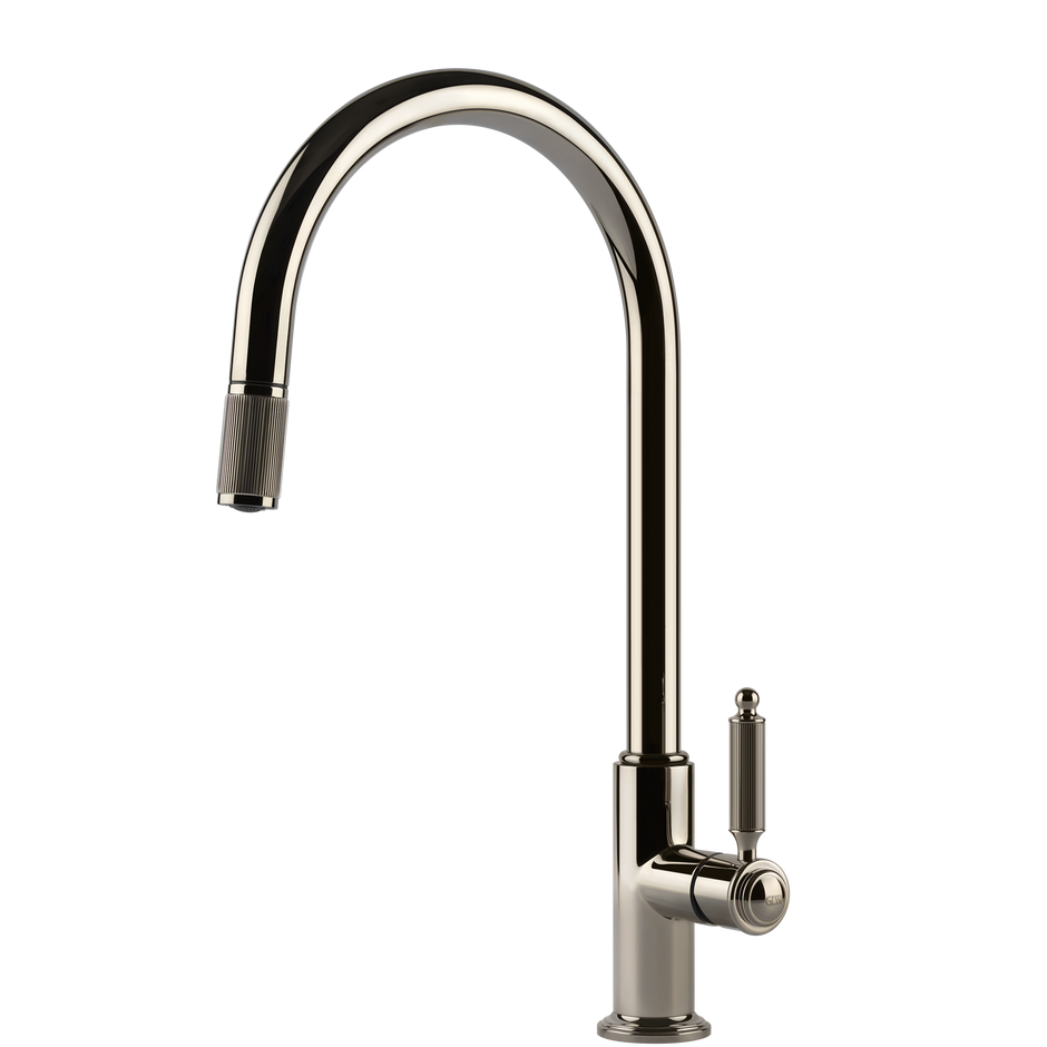 Gessi Venti20 Goose Neck Pull Out Mixer in Nickel