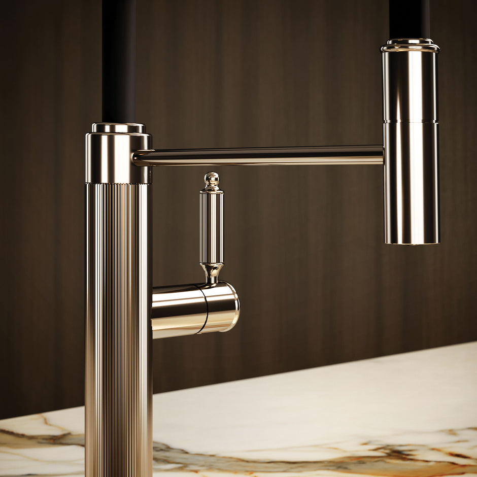 Gessi Venti20 Goose Neck Semi Professional Mixer in a styled room