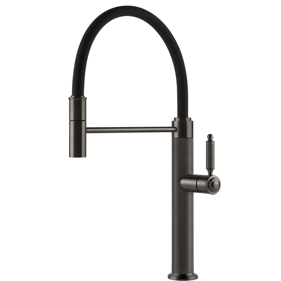 Gessi Venti20 Goose Neck Semi Professional Mixer in Brushed Black