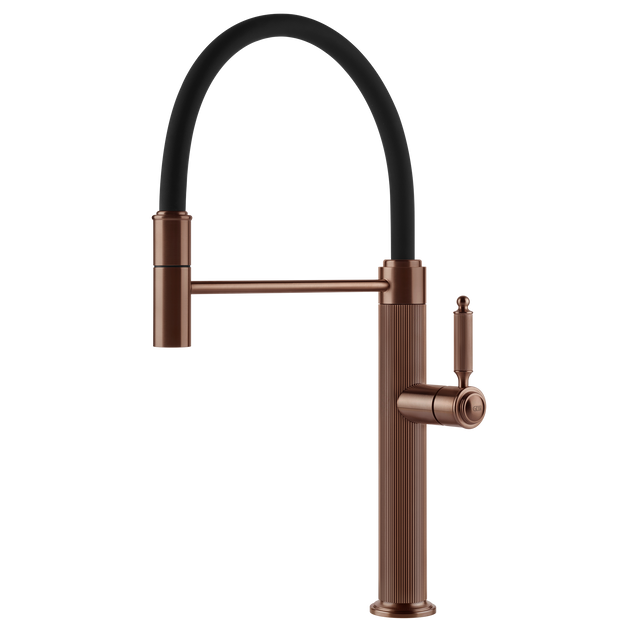 Gessi Venti20 Goose Neck Semi Professional Mixer in Brushed Copper