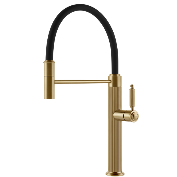 Gessi Venti20 Goose Neck Semi Professional Mixer in Brushed Gold