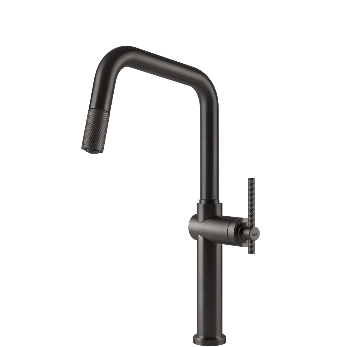 Gessi Habito Square Goose Neck Pull Out Mixer in Brushed Black