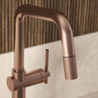 Gessi Habito Square Goose Neck Pull Out Mixer in a styled room
