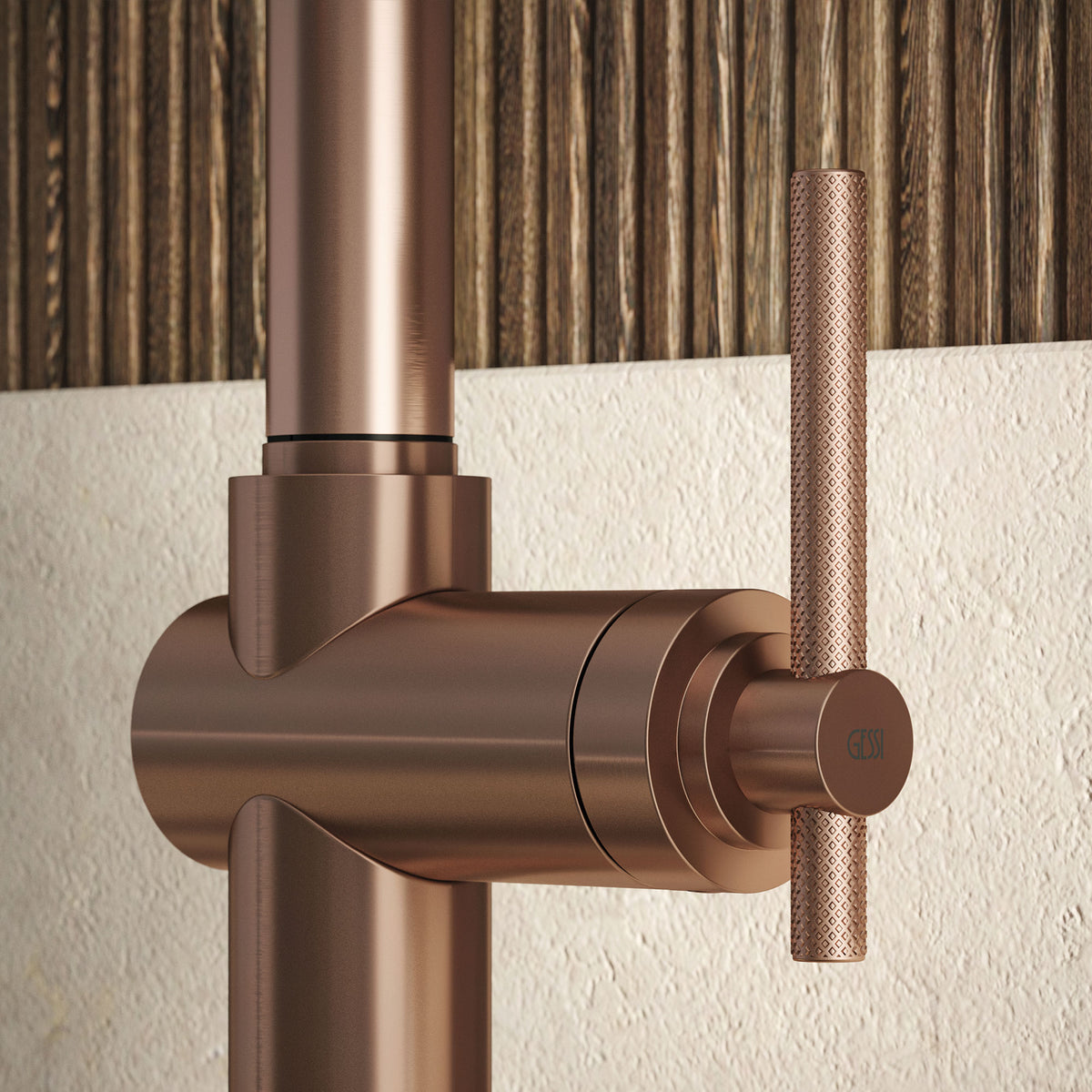 Gessi Habito Square Goose Neck Pull Out Mixer in a styled room