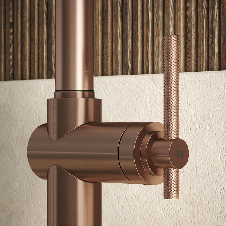 Gessi Habito Square Goose Neck Pull Out Mixer in a styled room