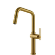 Gessi Habito Square Goose Neck Pull Out Mixer in Brushed Gold