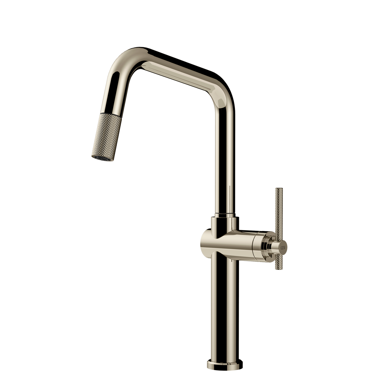 Gessi Habito Square Goose Neck Pull Out Mixer in Nickel