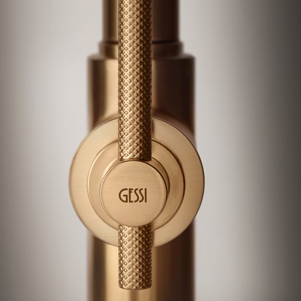 Gessi Habito Square Goose Neck Pull Out Mixer in a styled room