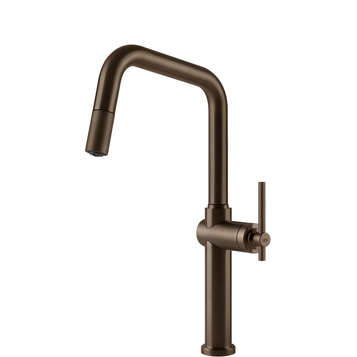 Gessi Habito Square Goose Neck Pull Out Mixer in Coffee Bronze