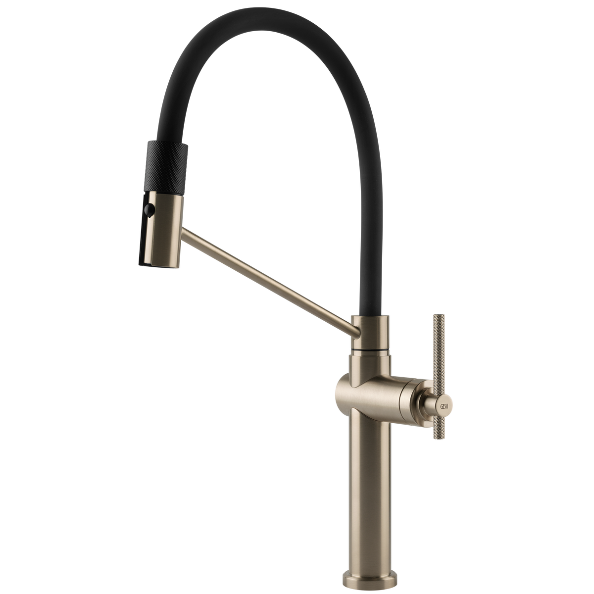 Gessi Habito Goose Neck Semi Professional Spray Mixer in Brushed Nickel
