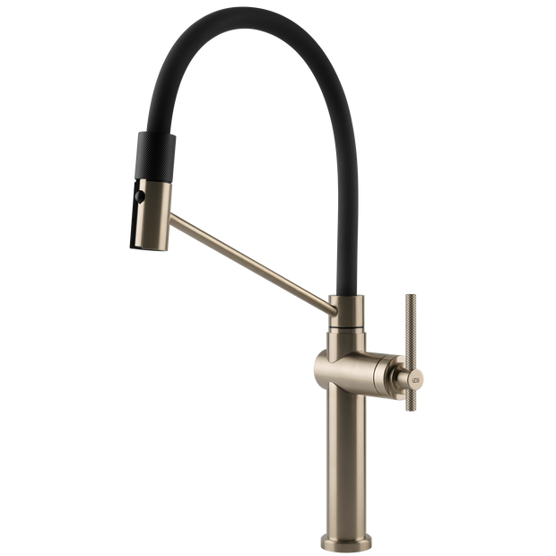 Gessi Habito Goose Neck Semi Professional Spray Mixer in Brushed Nickel