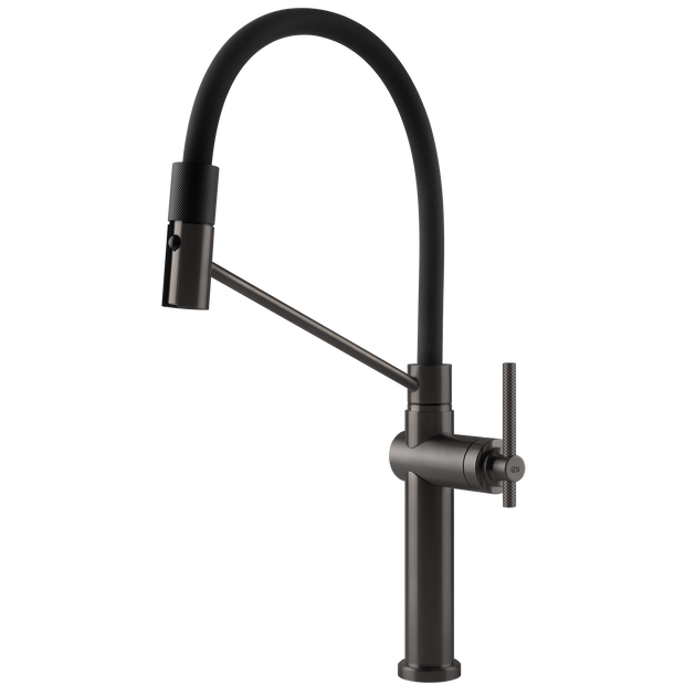 Gessi Habito Goose Neck Semi Professional Spray Mixer in Brushed Black