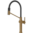 Gessi Habito Goose Neck Semi Professional Spray Mixer in Antique Brass
