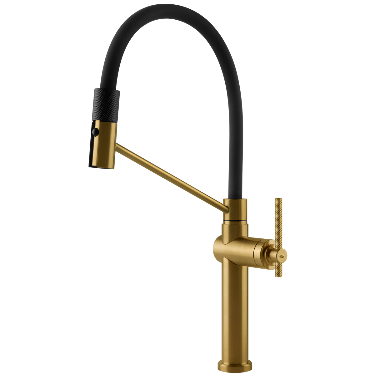 Gessi Habito Goose Neck Semi Professional Spray Mixer in Brushed Gold