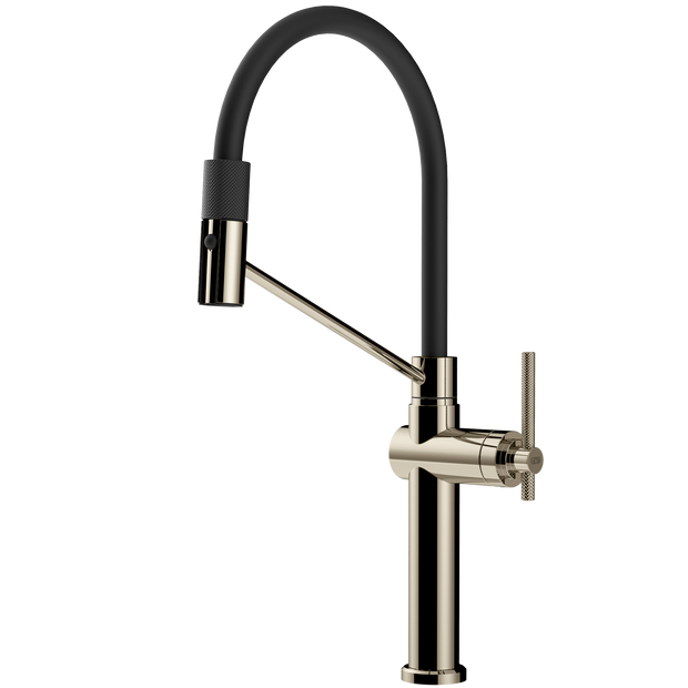 Gessi Habito Goose Neck Semi Professional Spray Mixer in Nickel