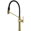 Gessi Habito Goose Neck Semi Professional Spray Mixer in Brushed Brass