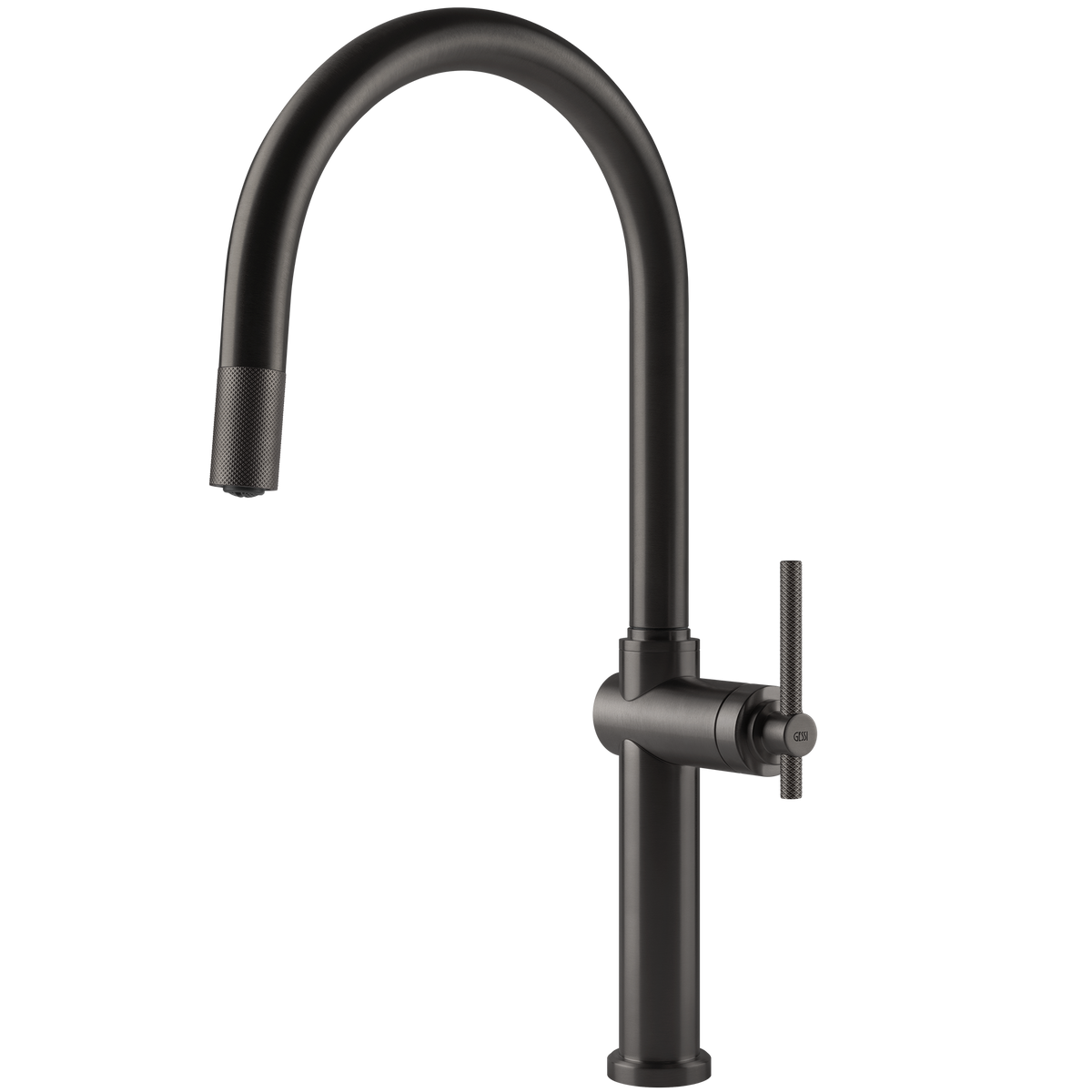 Gessi Habito Goose Neck Pull Out Mixer in Brushed Black