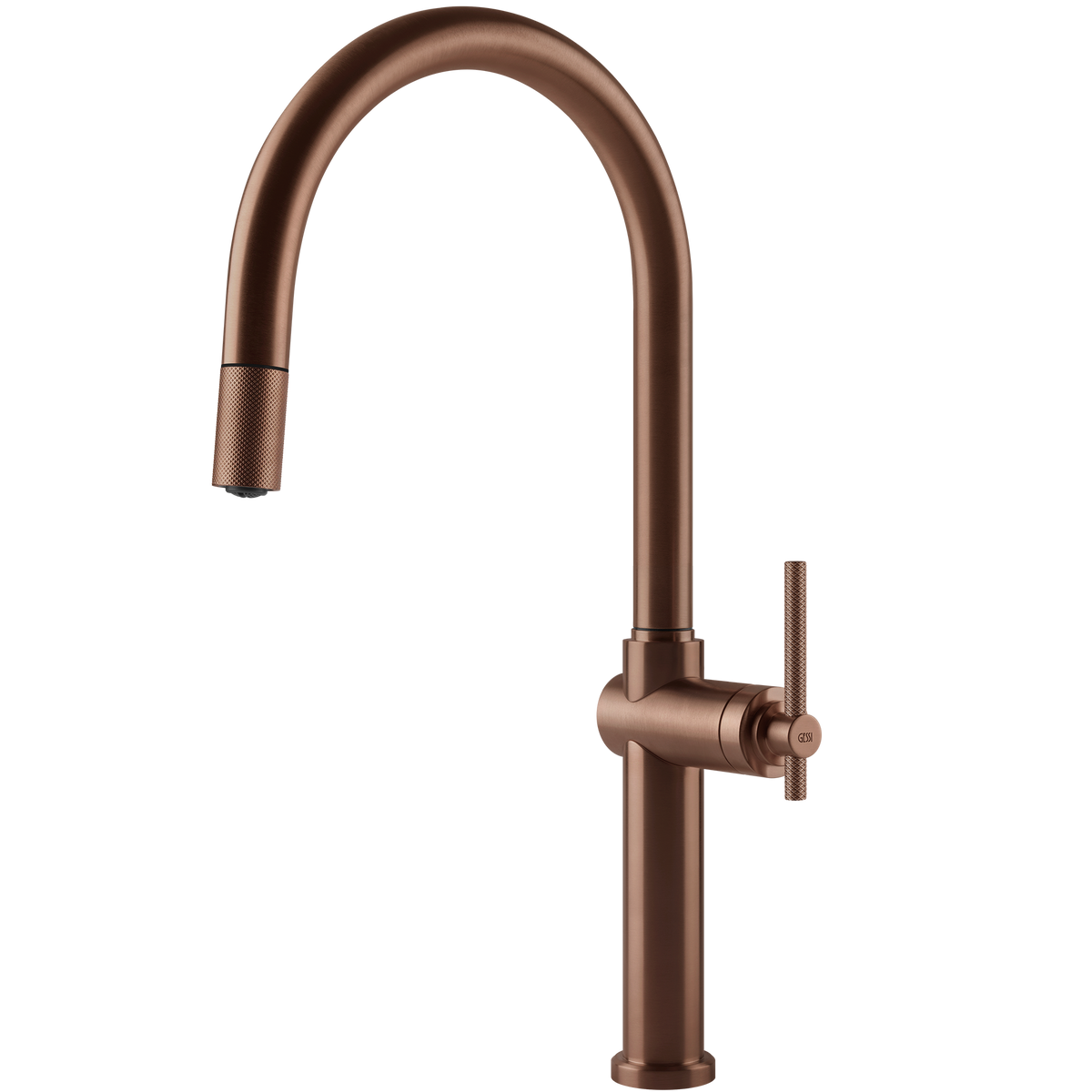 Gessi Habito Goose Neck Pull Out Mixer in Brushed Copper