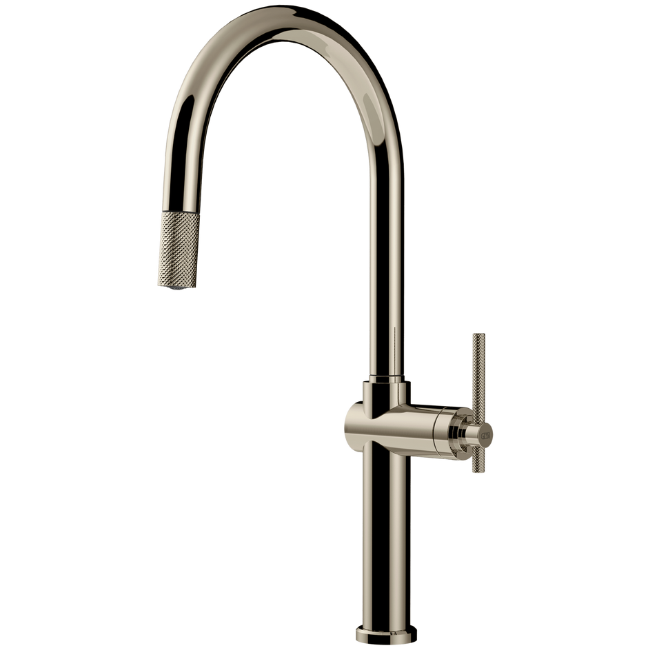Gessi Habito Goose Neck Pull Out Mixer in Nickel
