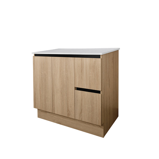 Zenmo Nutro Lux Floor Standing Vanity 900mm White Stone Top (basin not included)