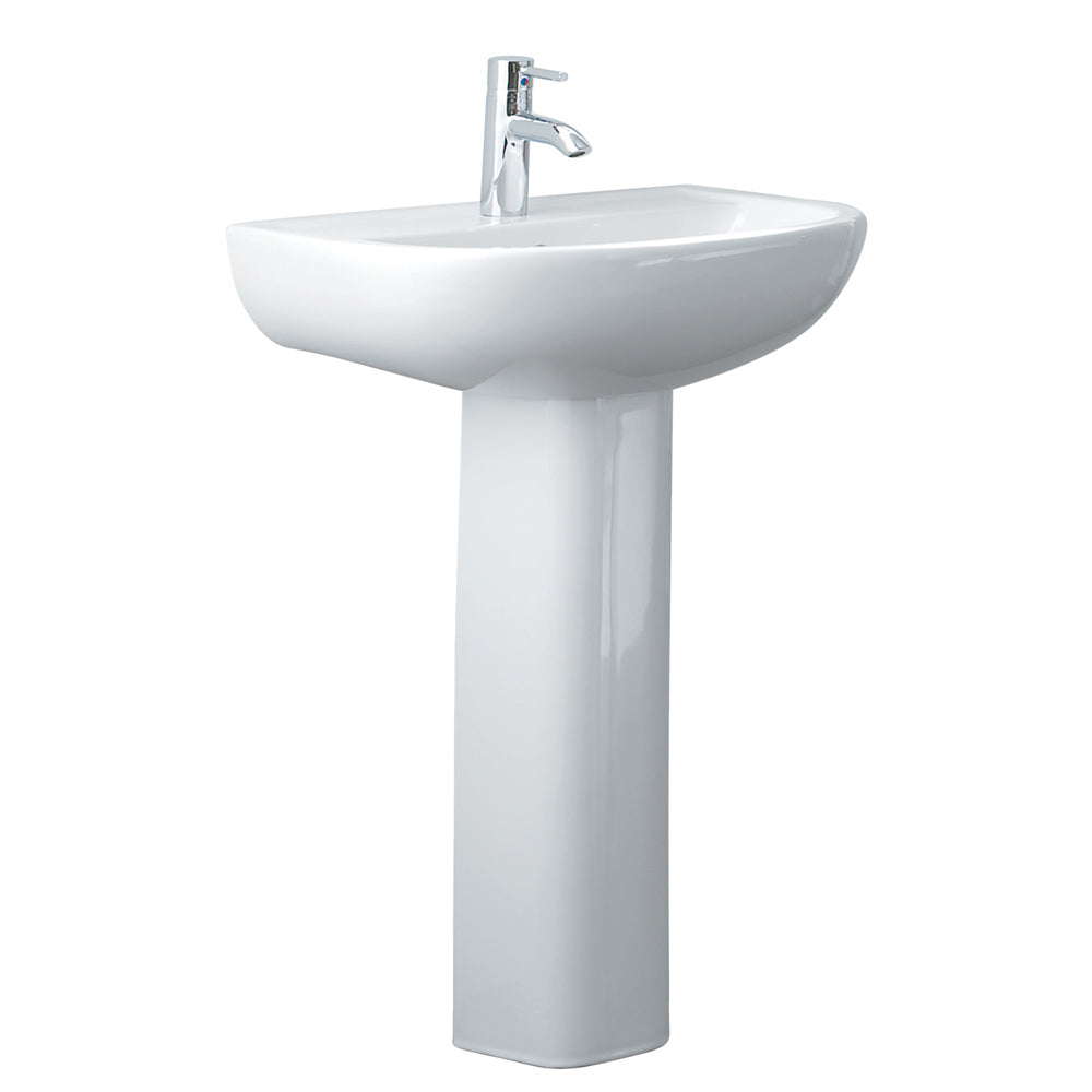 RAK Compact 550 Pedestal Basin, Gloss White in Gloss White