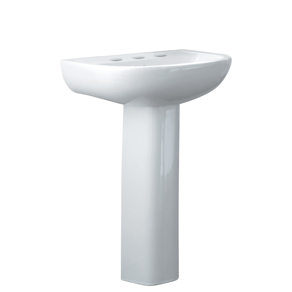 RAK Compact 550 Pedestal Basin, Gloss White in Gloss White